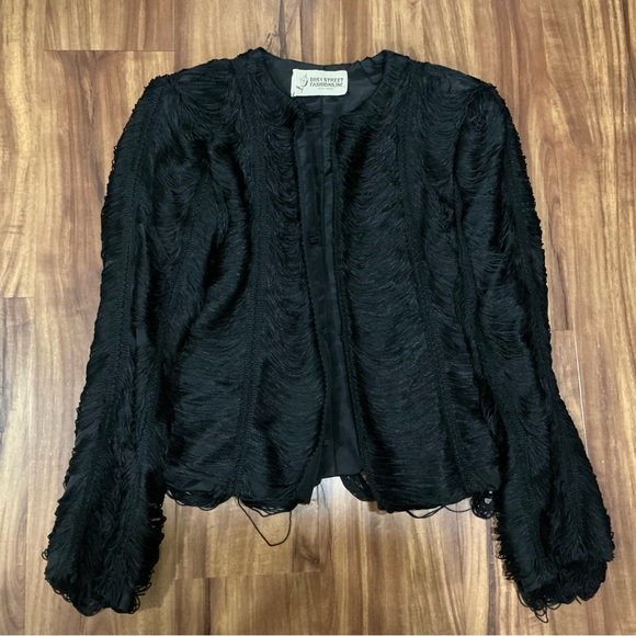 VINTAGE EASY STREET FASHIONS INC NEW YORK, MADE IN THE U.S FRINGE JACKET XS - Picture 1 of 7